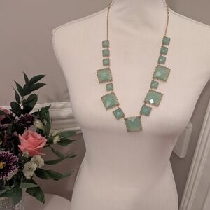 Kate Spade Green and Gold Geometric Necklace